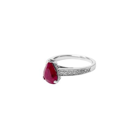 Bague Isabelle Barrier en or blanc, diamants et rubis, taille 52