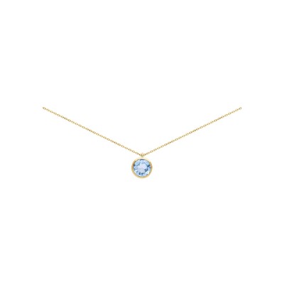 Collier en or jaune et topaze bleue, 42cm