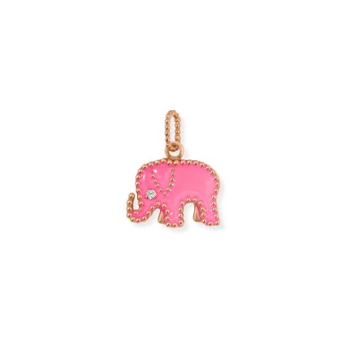 Pampille Eléphants rose en or rose et diamant