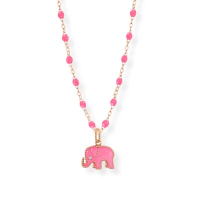 Pampille Eléphants rose en or rose et diamant