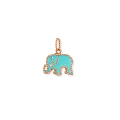 Pampille Eléphants turquoise en or rose et diamant