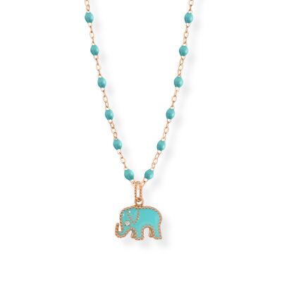 Pampille Eléphants turquoise en or rose et diamant