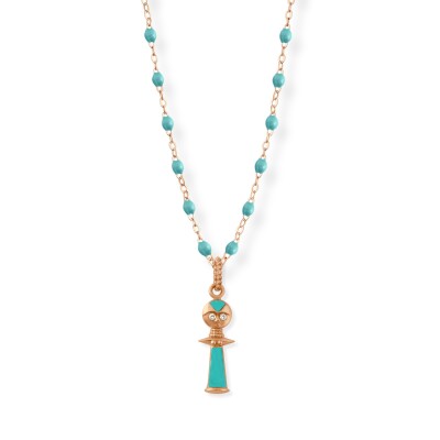 Pampille Ashanti turquoise en or rose et diamants