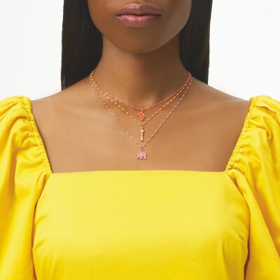 Pampille Ashanti corail en or rose et diamants