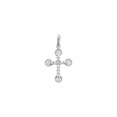 Pendentif Gigi Clozeau Croix Dentelle en or blanc et diamants