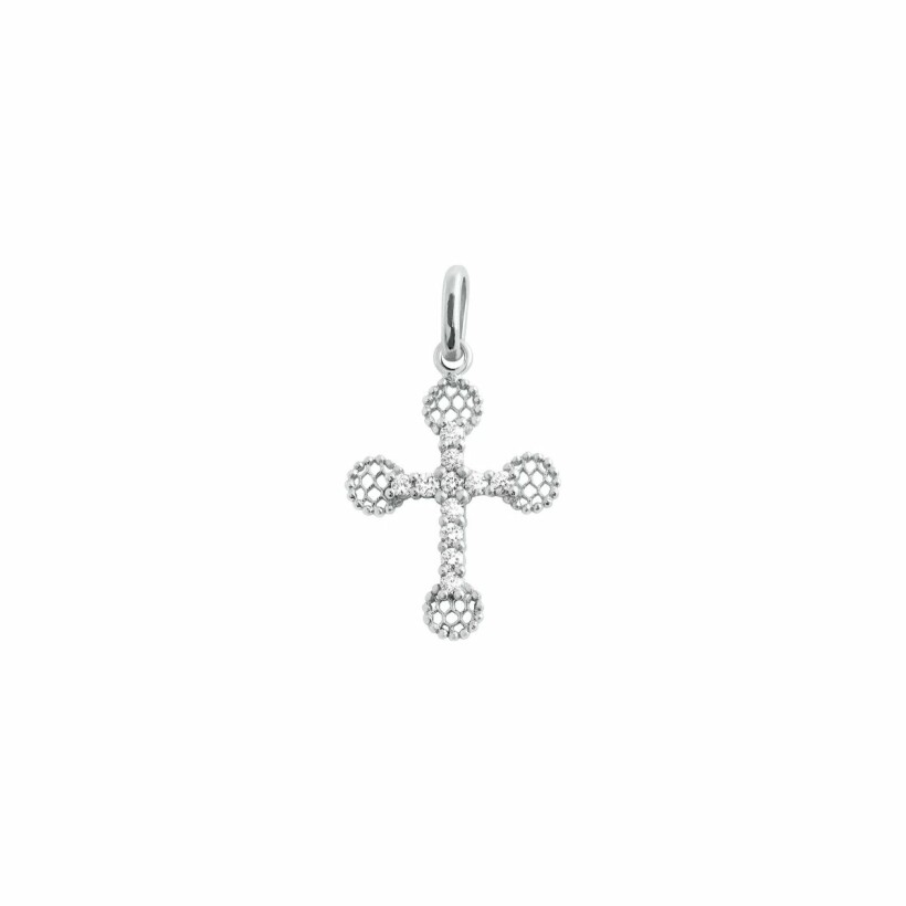 Gigi Clozeau Croix Dentelle pendant, white gold and diamonds