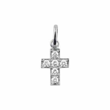 Pendentif Croix Gigi Clozeau en or blanc et diamants