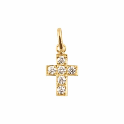 Pendentif Gigi Clozeau Croix en or jaune et diamants