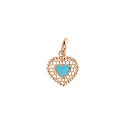 Pendentif Gigi Clozeau CÅ“ur Dentelle en résine turquoise et or rose