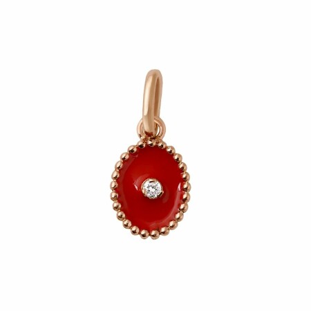 Pendentif Gigi Clozeau Etoile du Nord en or rose, diamant et résine rouge coquelicot