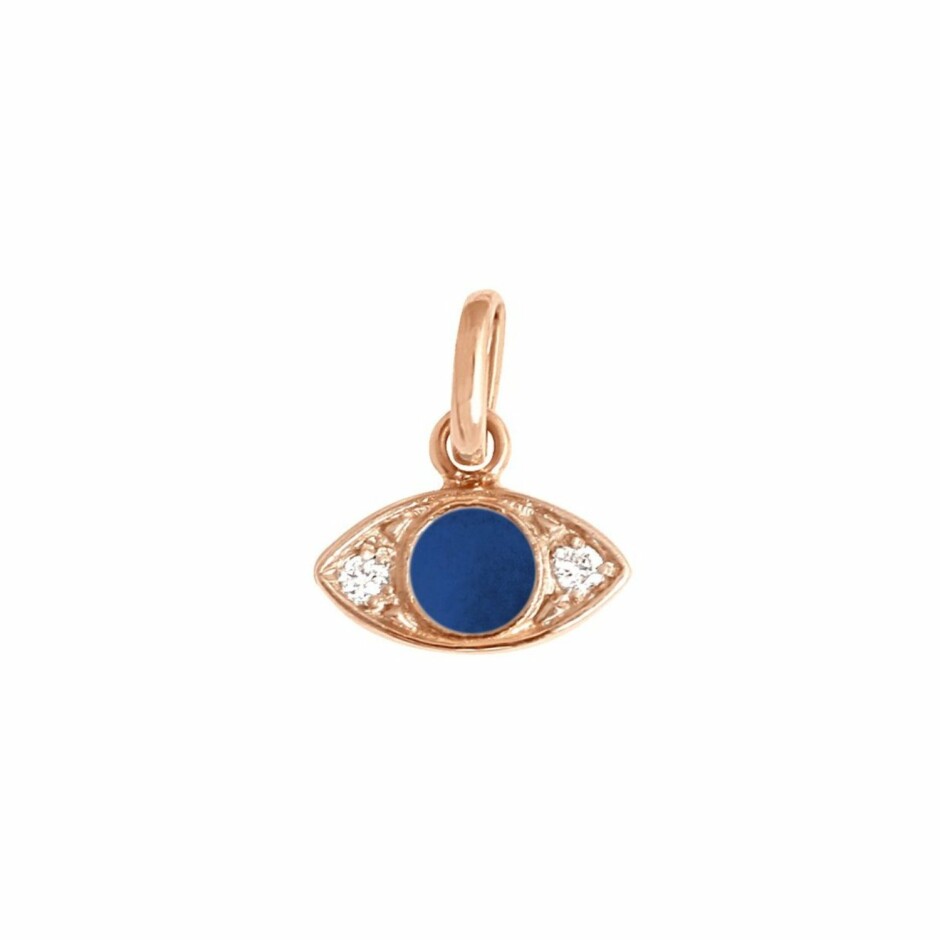 Pendentif Gigi Clozeau Eye, en or rose, résine bleu  Prusse, et diamants