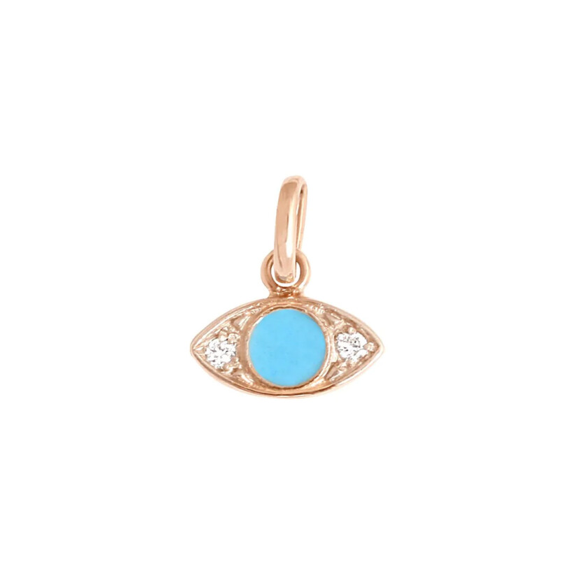 Gigi Clozeau Eye pendant, rose gold, turquoise blue resin and diamonds