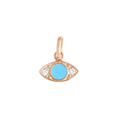 Pendentif Gigi Clozeau Eye en or rose, résine turquoise bleu et diamants