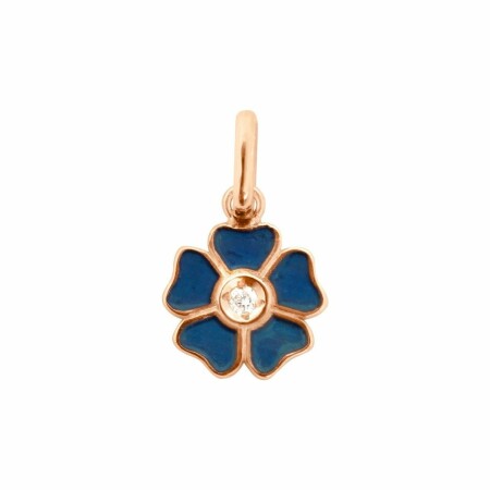 Pendentif Gigi Clozeau Fleur en or rose, diamant et résine bleue prusse