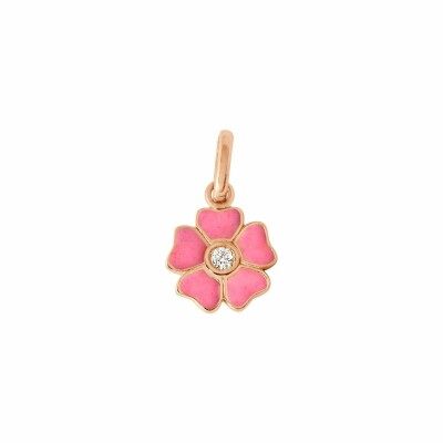 Pendentif Gigi Clozeau Fleur en or rose, diamant et résine rose