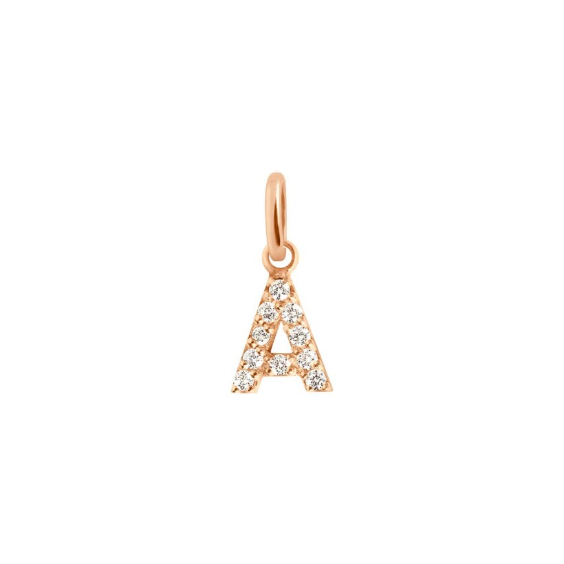 Gigi Clozeau Lucky Letter A pendant, rose gold and diamonds