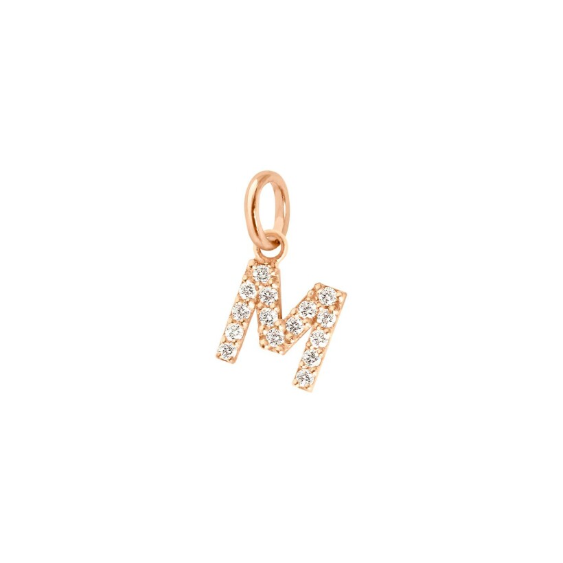 Gigi Clozeau Lucky Letter M pendant, rose gold and diamonds