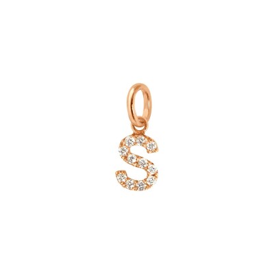 Pendentif Gigi Clozeau Lucky Letter S en or rose et diamants