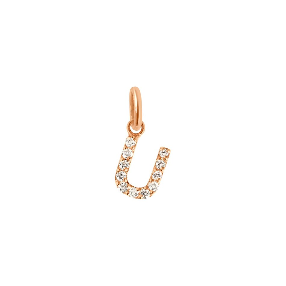 Pendentif Gigi Clozeau Lucky Letter U en or rose et diamants