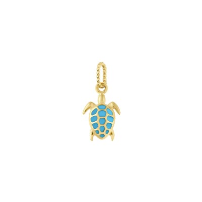 Pendentif Gigi Clozeau Tortue en or jaune et résine turquoise bleu