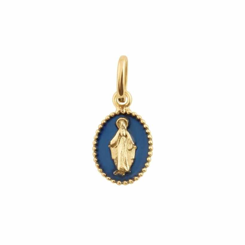 Pendentif Gigi Clozeau Madone en or jaune et résine bleu de Prusse