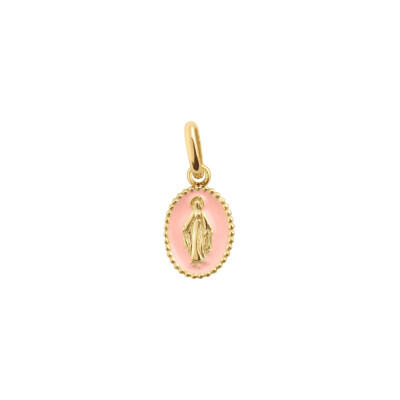 Pendentif Gigi Clozeau Madone en or jaune et résine rose bébé