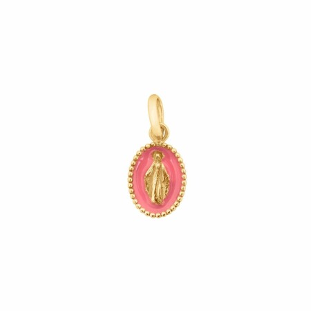 Pendentif Gigi Clozeau Madone en or jaune et résine rose