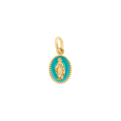 Pendentif Gigi Clozeau Madone en or jaune et résine turquoise vert