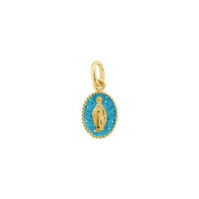 Pendentif Gigi Clozeau Madone en or jaune et résine azur