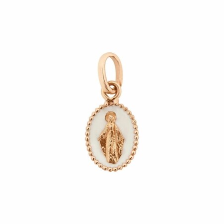 Pendentif Gigi Clozeau Madone en or rose, résine blanche émaillée