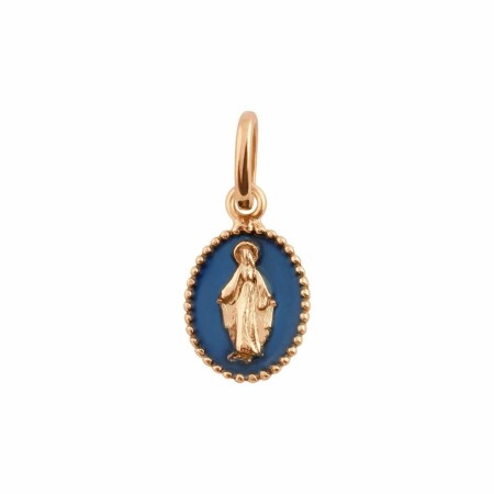 Pendentif Gigi Clozeau Madone en or rose et résine bleu prusse