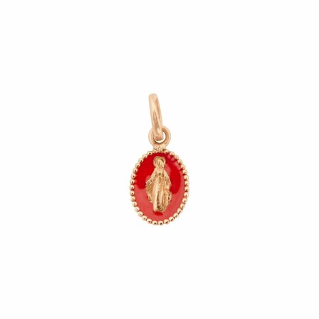 Pendentif Gigi Clozeau Madone en or rose, résine coquelicot