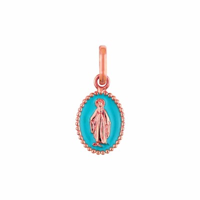 Pendentif Gigi Clozeau Madone en or rose, résine turquoise vert émaillée