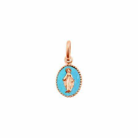 Pendentif Gigi Clozeau Madone en or rose, résine turquoise