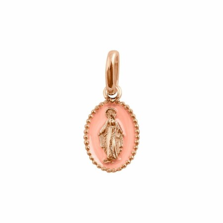 Pendentif Gigi Clozeau Madone en or rose, résine saumon émaillée