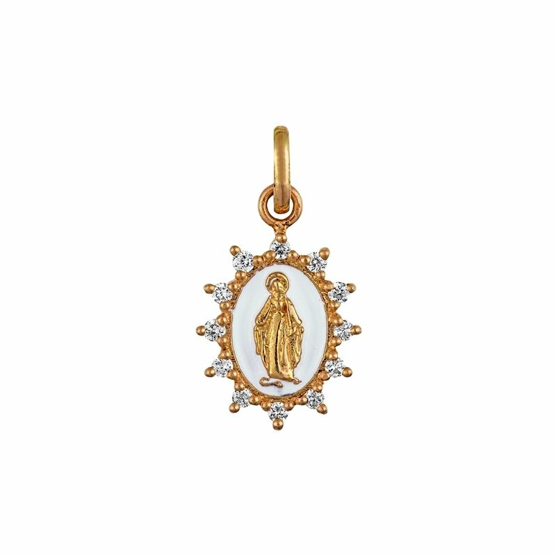 Gigi Clozeau Madone pendant, rose gold, white resin and diamonds