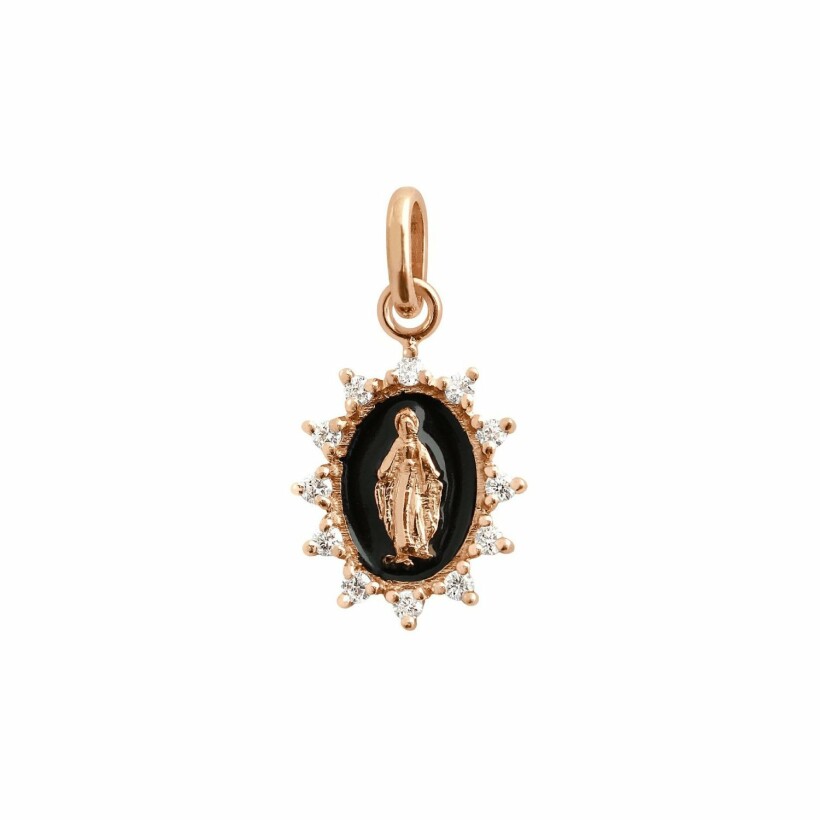 Gigi Clozeau Madone pendant, rose gold, diamonds and black resin