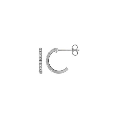 Mini créoles en or blanc et diamants