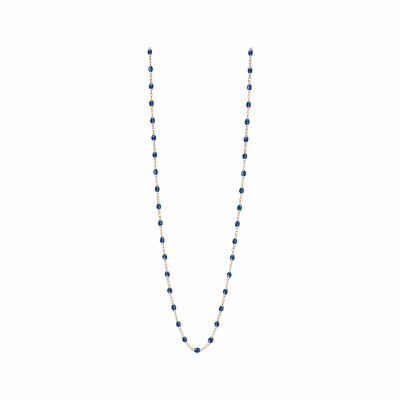 Collier Sautoir Gigi Clozeau en or rose et résine bleue prusse, taille 86cm