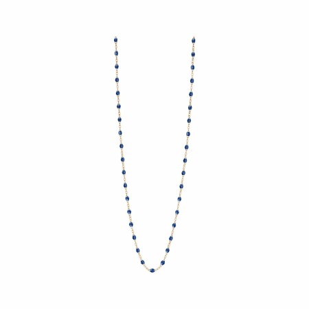 Collier Sautoir Gigi Clozeau en or rose et résine bleue prusse, taille 86cm