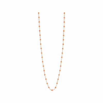 Collier Sautoir Gigi Clozeau en or rose et résine orange fluo, taille 86cm