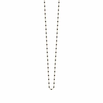 Collier sautoir Gigi Clozeau en or rose et résine noire, 86cm