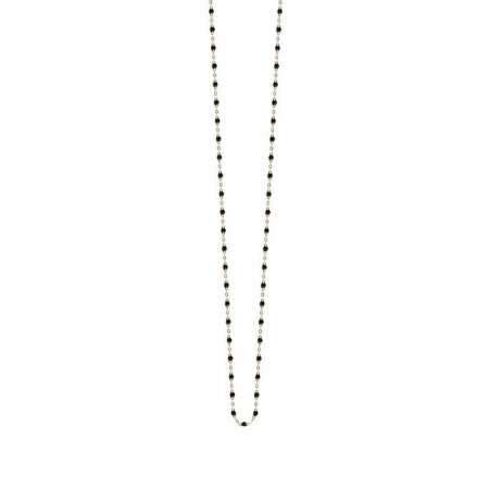 Collier sautoir Gigi Clozeau en or rose et résine noire, 86cm