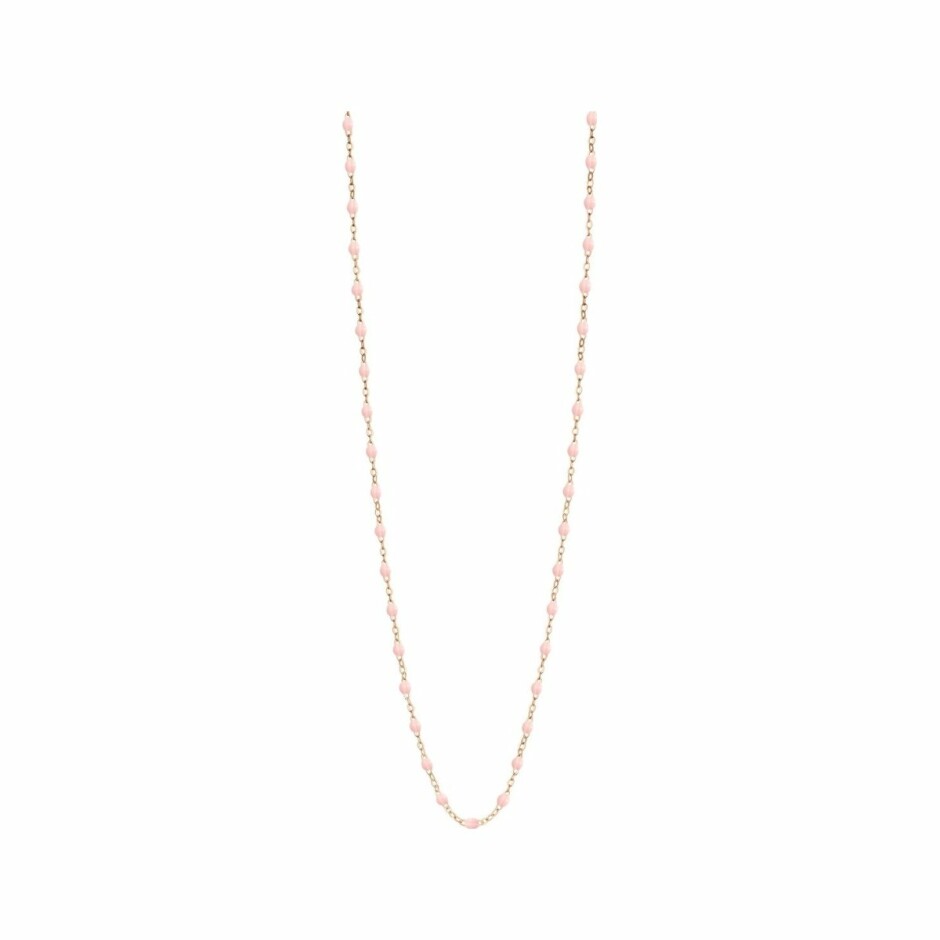 Collier Sautoir Gigi Clozeau en or rose et résine rose bébé, taille 86cm