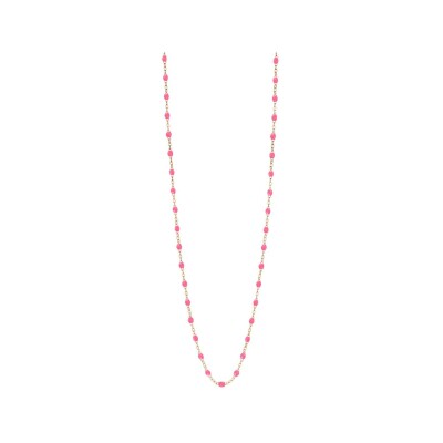 Collier Sautoir Gigi Clozeau en or rose et résine rose, taille 86cm