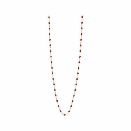 Collier Sautoir Gigi Clozeau en or rose et résine bordeaux, taille 86cm