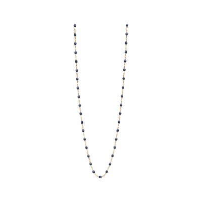 Collier Sautoir Gigi Clozeau en or rose et résine bleu nuit, taille 86cm