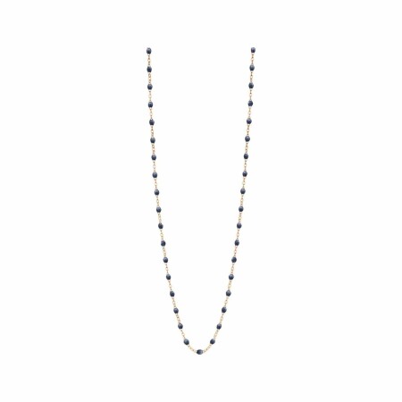 Collier Sautoir Gigi Clozeau en or rose et résine bleu nuit, taille 86cm