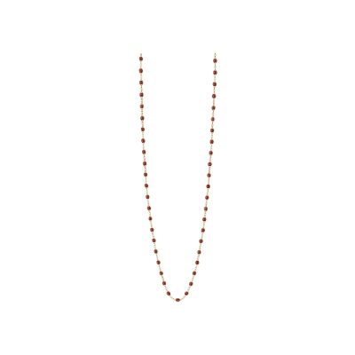 Sautoir Gigi Clozeau Classique en or rose et résine moka, taille 86cm