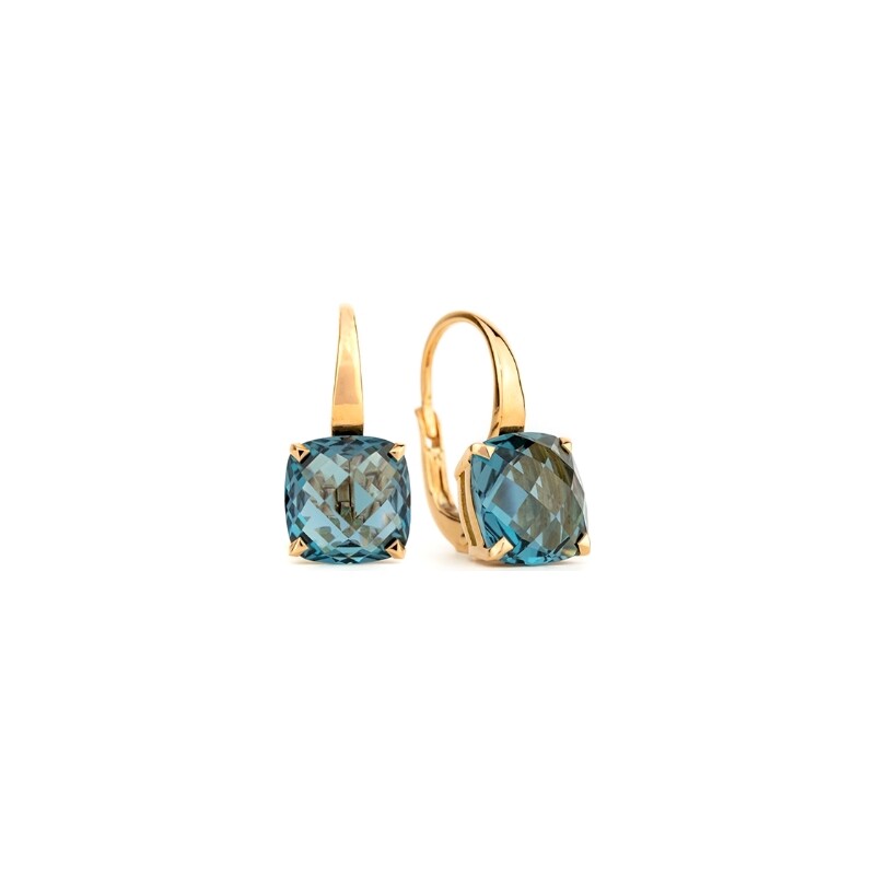 Boucles d'oreilles Cesare Pompanon Poppy Blue en or rose et topaze Blue London